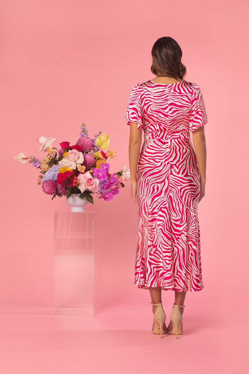 Indiana Dress - Hot Pink Zebra